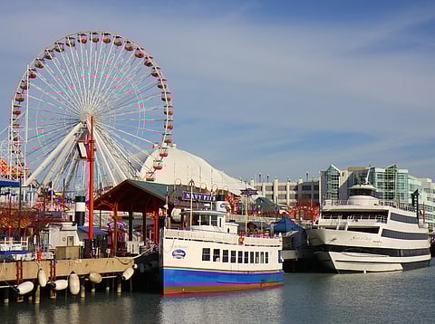 Navy Pier on the shoreline of Lake Michigan
